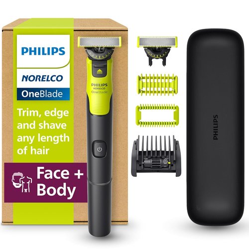 Philips Norelco OneBlade 360 - Hybrid Face & Body Electric Trimmer Kit with 360 Blade Tech | Model QP4631/90