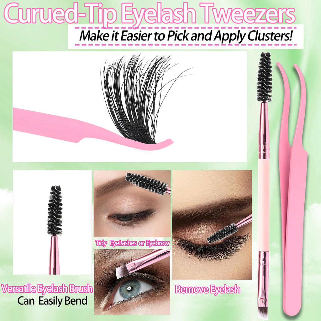 YIDUO 6 Box Mix Lashes Clusters Kit Gift Packs 1686Pcs with 2X Bond&Seal Volume Mega/Bottom Soft Extension False Eyelash D Curl Wispy Natural DIY Individual Fake Eyelashes for Beginners Bulk Pack