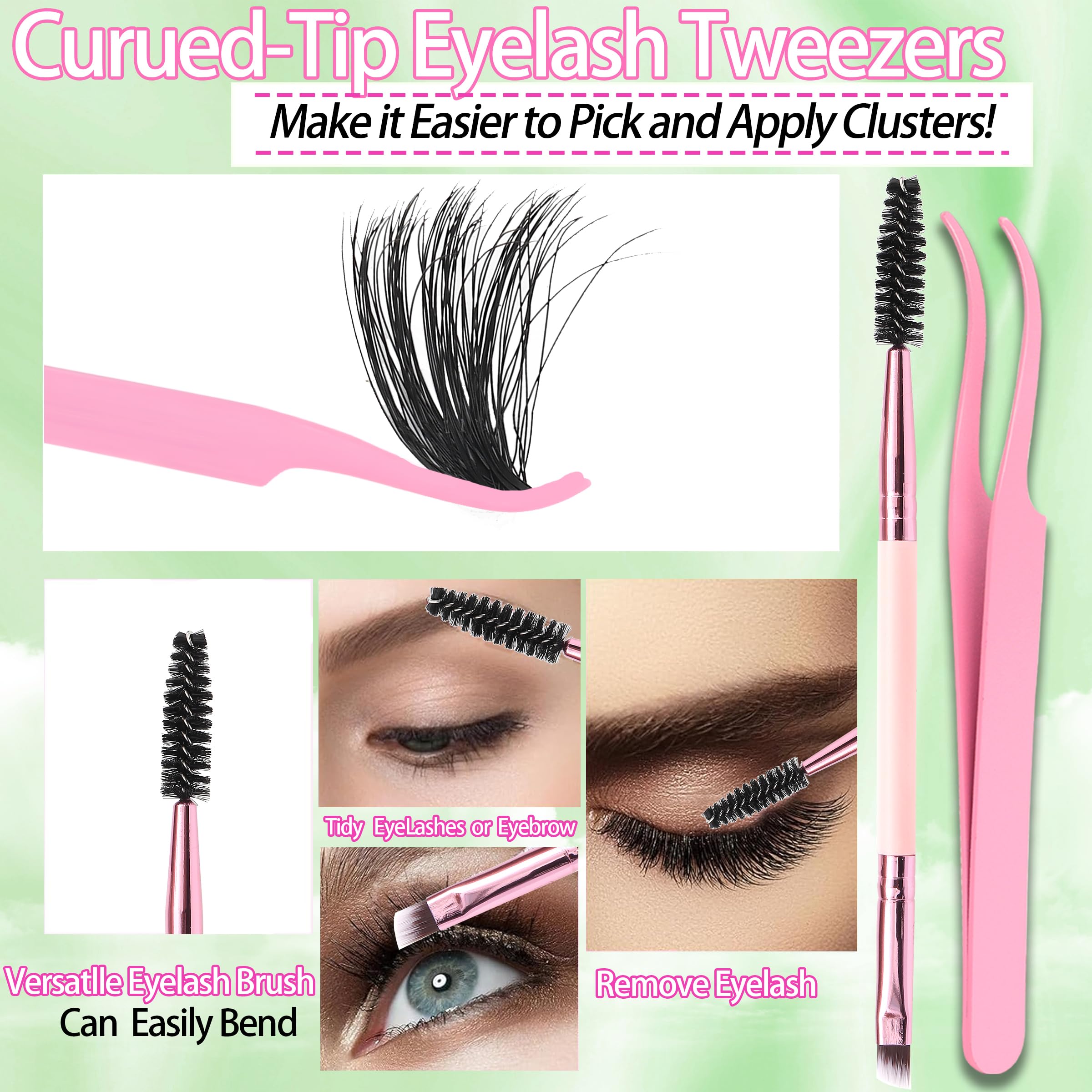 YIDUO 6 Box Mix Lashes Clusters Kit Gift Packs 1686Pcs with 2X Bond&Seal Volume Mega/Bottom Soft Extension False Eyelash D Curl Wispy Natural DIY Individual Fake Eyelashes for Beginners Bulk Pack