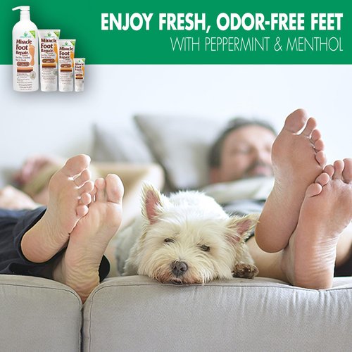 Miracle Foot Repair Cream (8 oz & 1 oz) Repairs Dry Cracked Heels and Feet, 60% Pure UltraAloe Moisturizes, Softens, and Repairs