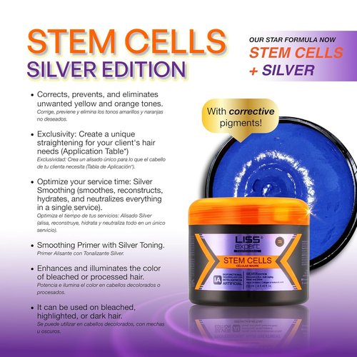 Liss Expert Stem Cells Hair Treatment - Silver Edition with AI Formula for Blondes & Gray Hair | 8.45 oz Each