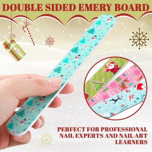 Lanties 45 Pack Christmas Nail Files Gifts Bulk Holiday Emery Boards Double-Sided Christmas Party Nail Files Bulk Stocking Stuffers Christian Gifts for Women Customers Coworkers Staff(Santa)