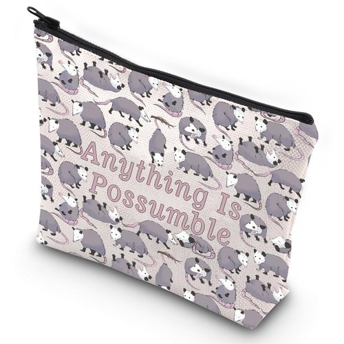 G2TUP Opossum Lover Cosmetic Bag Possum Makeup Bag Anything Is Possumble Funny Possum Zipper Bag Gift (Possumble New)