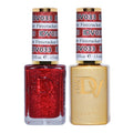 DND Gel Diva Polish Set, Mirrorball Collection, UV/LED Gel Polish and Air Dry Nail Lacquer, Matching Chip-Free Polish Duo, Red033 Firecracker, 0.5 Fl Oz Each