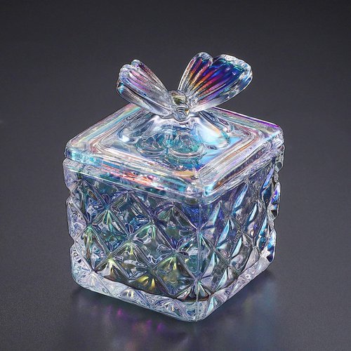 Noverlife Mini Glass Dappen Dish for Nail Art Acrylic Liquid Powder, Crystal Monomer Dish with Butterfly Lid, Small Monomer Cup Acetone Dish Acrylic Liquid Cup for Home & Nail Salon Manicure Tools