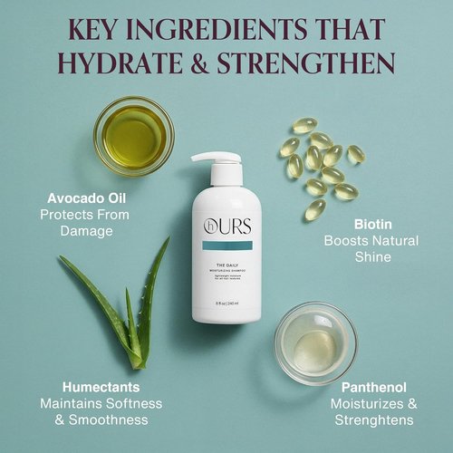 hOURS Daily Moisturizing Shampoo - Sulfate-Free Cleanser with Panthenol, Biotin & Avocado Oil | 8 oz