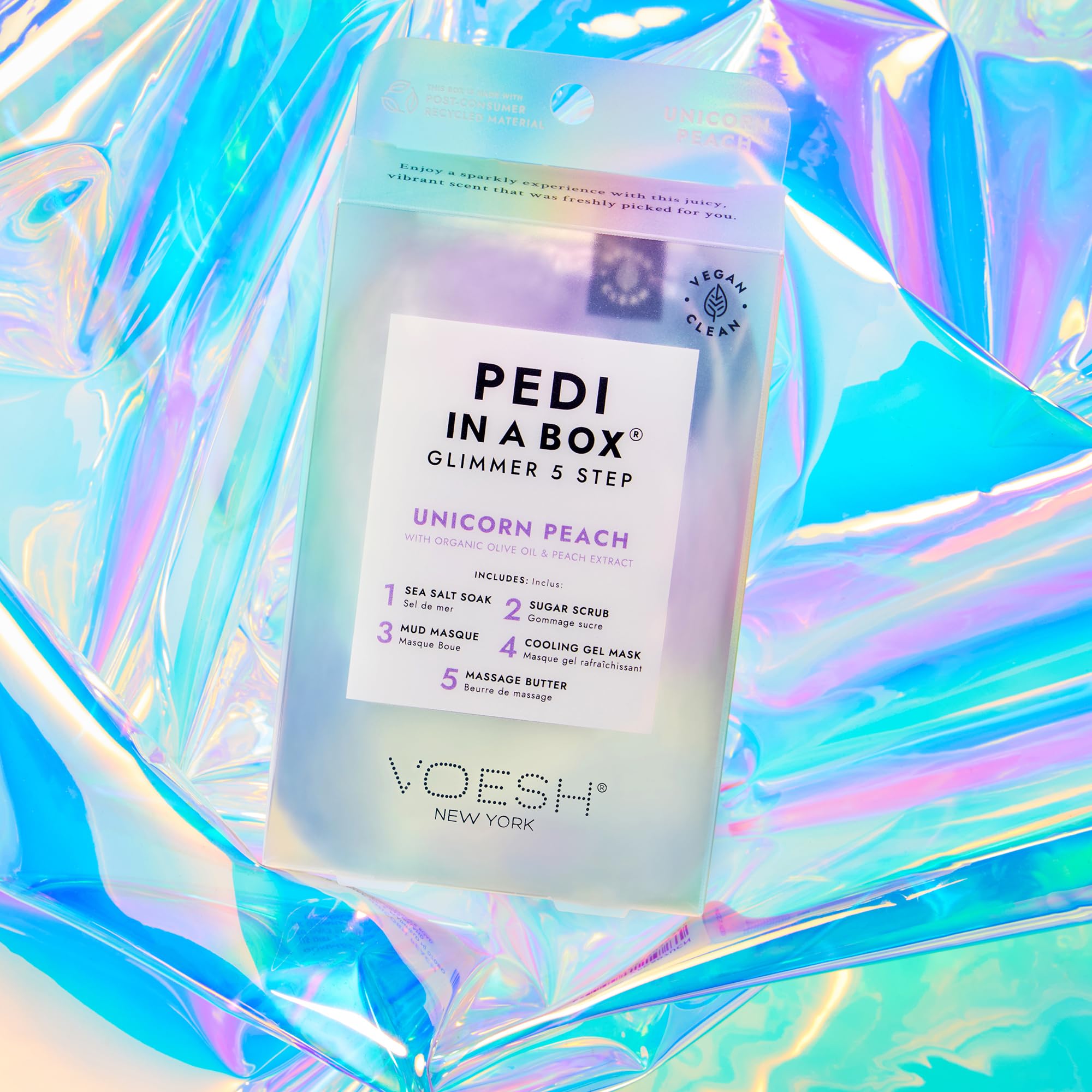 VOESH Pedi in a Box Glimmer - 2 Packs, Variety Pack, Pedi in a Box, Spa Pedicure Kit, Sparkly Pedicure, DIY Pedi, Foot Care, At-Home Pedi Products, Vegan Skincare
