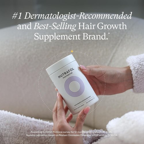 Nutrafol Postpartum Hair Growth Supplements - Clinically Tested for Thicker Hair & Less Shedding | 2-Month Supply, 2 Refill Pouches