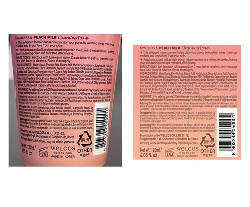 Kwailnara Peach Milk Facial Cleanser (4.06 Fl Oz) – Korean Face Wash for Clear & Glowing Skin | Milk Protein, Royal Jelly & Vitamin-Rich Peach Extract | Creamy Whipped Foam