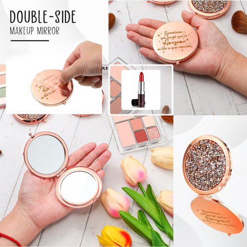 Fumete 4 Pcs Inspirational Compact Mirror Bulk Employee Thank You Gifts Sometimes You Forget You're Awesome Pocket Magnifying Cosmetic Mirror for Women Boss Birthday Coworker Staff Mom