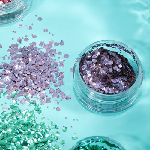 Biodegradable Eco Chunky Glitter by Moon Glitter - 100% Cosmetic Bio Glitter for Face, Body, Nails, Hair and Lips - 3g Set of 6 - plus Glitter Fix Gel