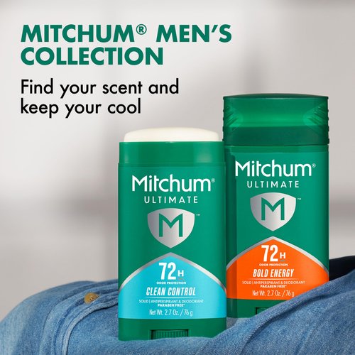 Mitchum Ultimate 72H Odor Protection Men’s Antiperspirant & Deodorant, Invisible Solid, Bold Energy, 2 pack