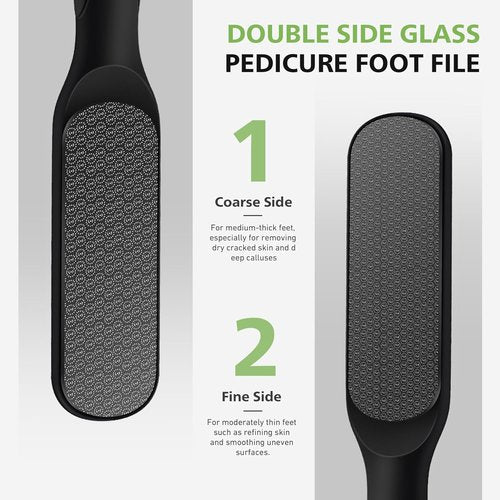 BALUCA Hard Skin Remover Nano Glass Foot File - Durable Callus Remover & Hygienic Pedicure Tool | Black