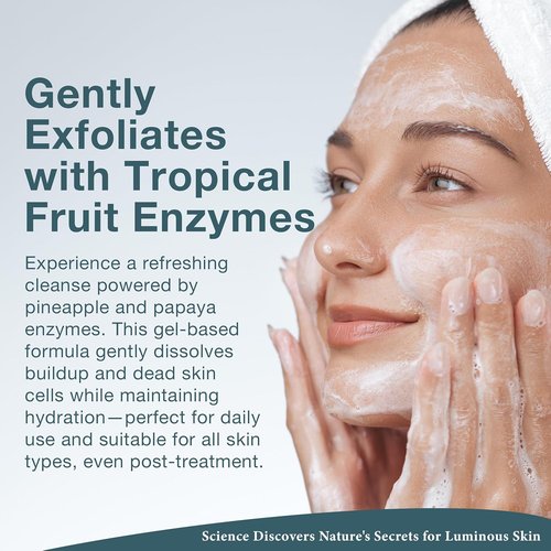 Lira Clinical BIO Enzyme Cleanser - Papaya Gel Face Wash for Sensitive Skin | Hydrating Exfoliating 6 Oz