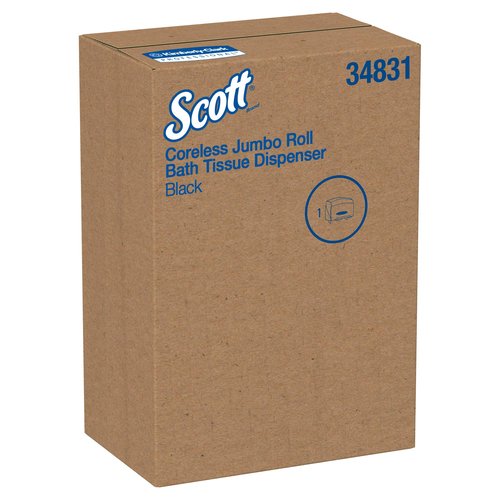 Kimberly-Clark Scott Pro MOD Jumbo Roll (JRT) Coreless Toilet Paper Dispenser (34831), 14.13” x 13.39” x 5.87”, Smoke / Black