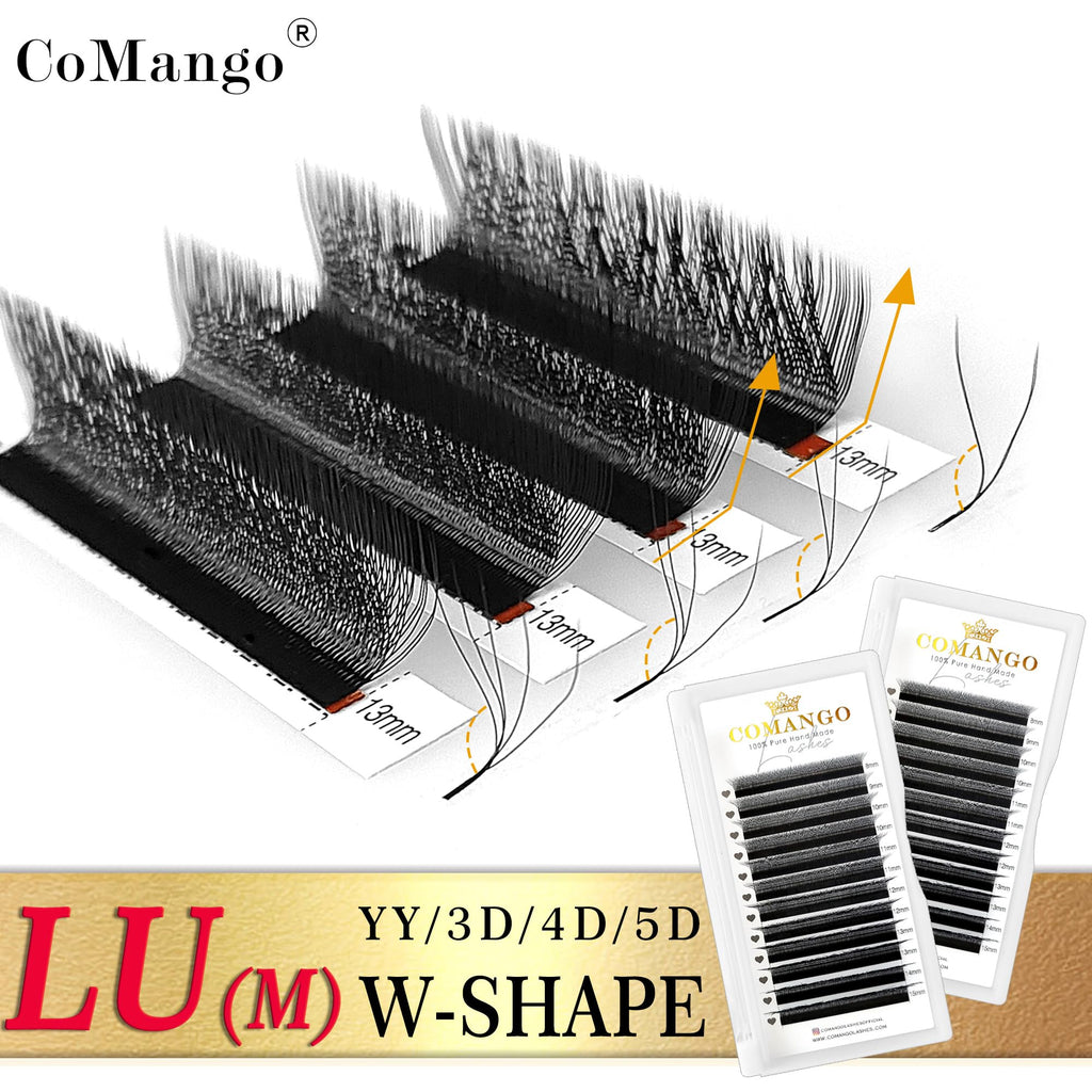 W Eyelash Extensions 0.07mm Thickness 5D Premade lash Fans LU/M Curl Lashes 8-15mm Mixed Tray Soft Fluffy Volume Lash Fans Natural Look Individual Eyelashes (5D-0.07-LU,8-15MM)
