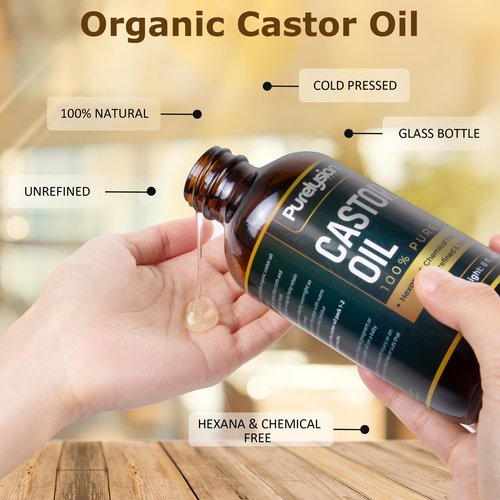 Purelysian Beauty Castor Oil Pack Wrap Organic Cotton, 7 Pcs Caster Oil Pack Kit for Stomach and Liver Detox Pack Kit (8fl.oz/237ml)