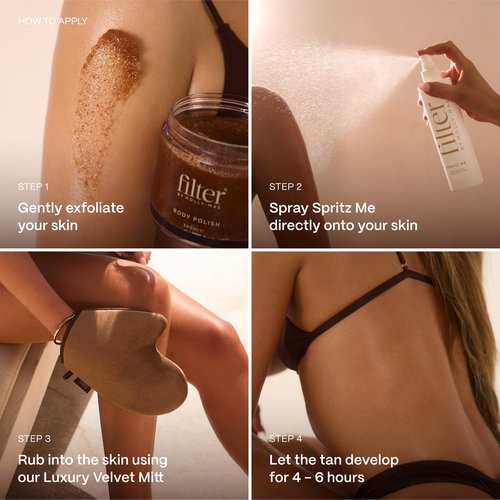 Filter by Molly-Mae Spritz Me Tanning Water | Moisturizing Self Tanner | Golden, Streak-Free Glow | Natural-Looking Sunless Tan | Fast Developing | Long-Lasting | Clear & Oil-Free | 200ml