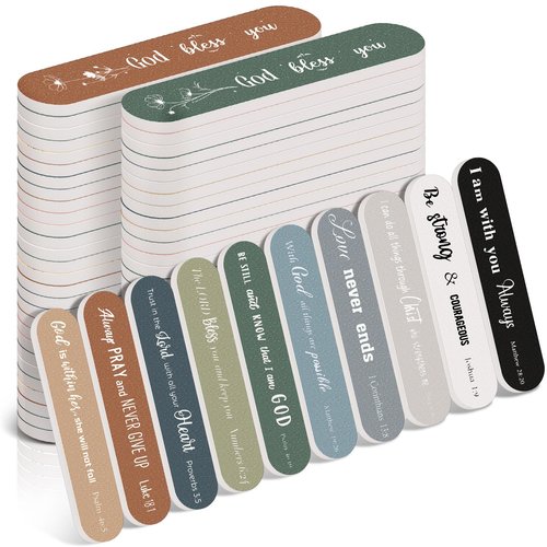 Lanties 50 Pcs Christian Gifts for Women Bulk Religious Easter Gift Christian Nail File Bulk Mini Bible Scripture Emery Board Nail Files Religious Appreciation Gifts for Employee Staff Coworker