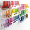 YMVV 15" Nail Polish Racks Wall Mounted Shelf,6 Pack Clear Acrylic Nail Polish Organizer Nail Supplies for Nail Techs,Great Display for Salons Retailers
