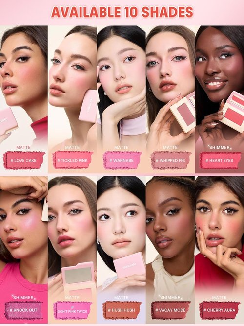 SheGlam Dream Touch Blush - Lightweight, Smooth, Blendable Powder Blush in Love Cake