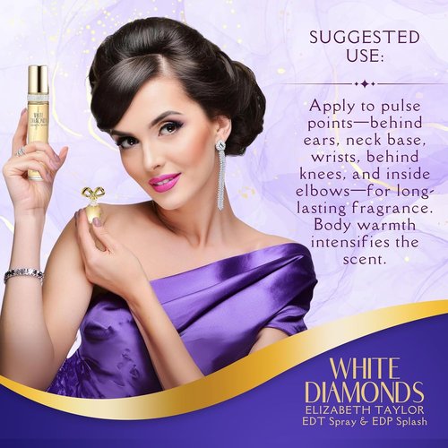 Elizabeth Taylor White Diamonds Perfume Gift Set - 4 Piece Collection | 1.7 Ounce EDT for Women