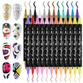 EBANKU 24 Pcs Nail Art Pens Set, Nail Polish Pens Quick-Drying Nail Art Markers Acrylic Paint Nail Point Graffiti Dotting Liner Pen No Squeeze Needed for Christmas Party