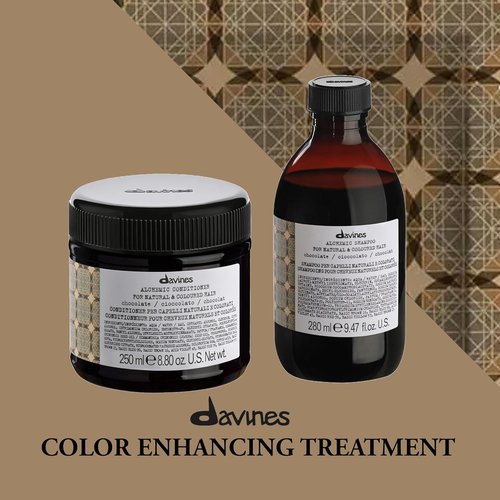 Davines Alchemic Conditioner - Chocolate Color Depositing Cream for Dark Hair | Hydrates & Intensifies Brunette Tones, 8.45 Fl Oz