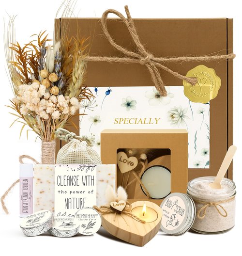 JMHACHY Spa Gifts for Women - Valentines Day Gifts for Her, Natural Themed Self Care Kit, Birthday Anniversary Care Package Ideas for Wife Girlfriend Mom from Daughter Husband Friend, 8PCS Items