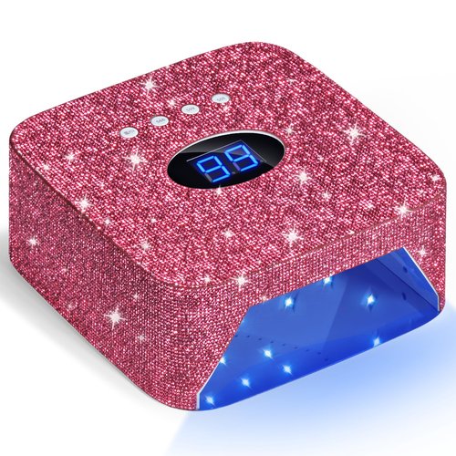 Ludysic Cordless UV Nail Lamp, 54W Rechargeable UV Light for Gel Nails, Nail Dryer with 3 Timer Modes, Professional Quick Dry Curing Lamp for Salon & Home (Red Diamond)