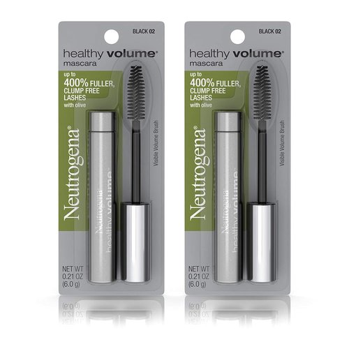 Neutrogena Healthy Volume Mascara - Volumizing & Conditioning with Olive Oil | Black 02, 0.21 oz (Pack of 2)