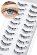 Natural Lashes Wispy False Eyelashes 10mm Short Lashes 3D Volume Strip Lashes Fake Eyelashes Siligli Lashes Thin Band Curly Eye Lashes Pack 10 pair