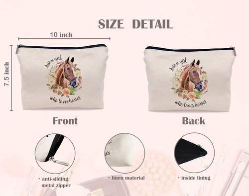 Lacosu Horse Stuff - Gifts For Girls & Women Who Love Horses - Makeup Bag