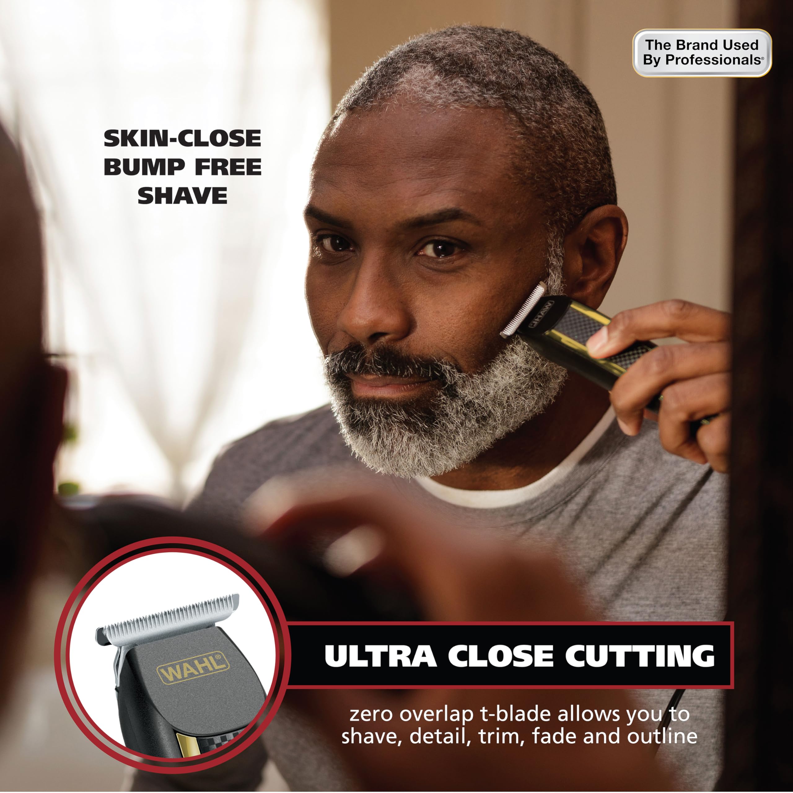 Wahl Edge Pro Bump Free Corded Beard Trimmer for Men Touch Up Trimmer & Grooming Detailer Kit – Perfect for Edging Beards, Mustaches, Hair, & Stubble, – Model 9686-300