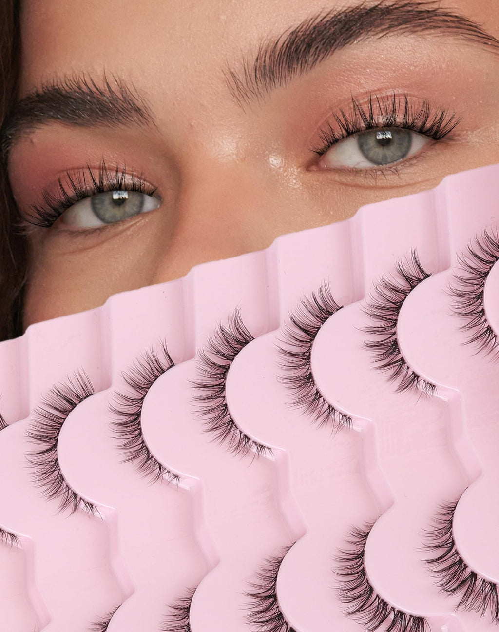 Wispy Cat Eye Lashes Demi Wispies Eyelashes C Curl False Lashes Clear Band Lashes Short False Eyelashes Natural Mink Lashes 7 Pairs