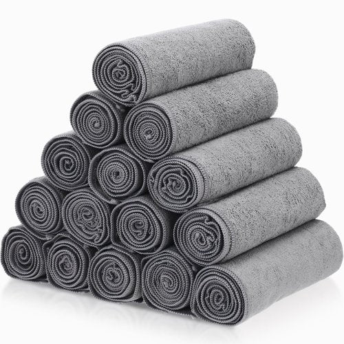 Panelee 24 Packs of Bleach Proof Towels Microfiber Absorbent Bleach Resistant Salon Hand Towels for Gym, Bath, Spa, Shaving, Shampoo, Home Hair Drying (Light Gray,16 x 28 Inch)