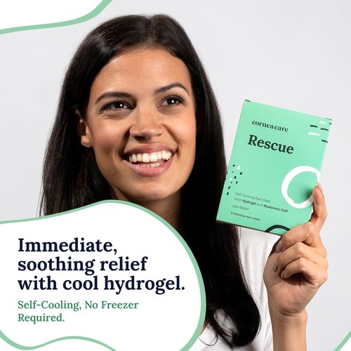 CorneaCare Rescue: Hydrogel Self Cooling Compress | Cold Eye Masks for Puffy Eyes | Self Cooling Eye Compress for Fast Relief | Travel Ready | 12 Count