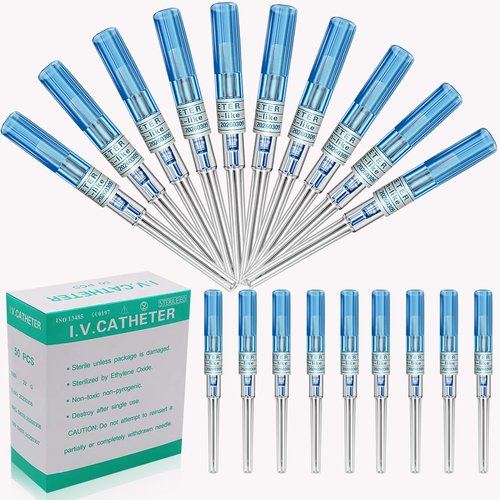 Prgislew Catheter Piercing 50Pcs - 22G Catheter Piercing Tool Ear Nose Piercing Hollow for Lip Tongue Belly Nipple Cartilage Ear Nose Piercing Kit Piercing Tools