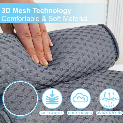 AEROiVi Luxury Bath Pillows for Tub，Bath Pillow Bathtub Pillows for Head and Neck Support Bath Cushion Made from Soft Spacer Mesh Material with Suction Cups,Gray