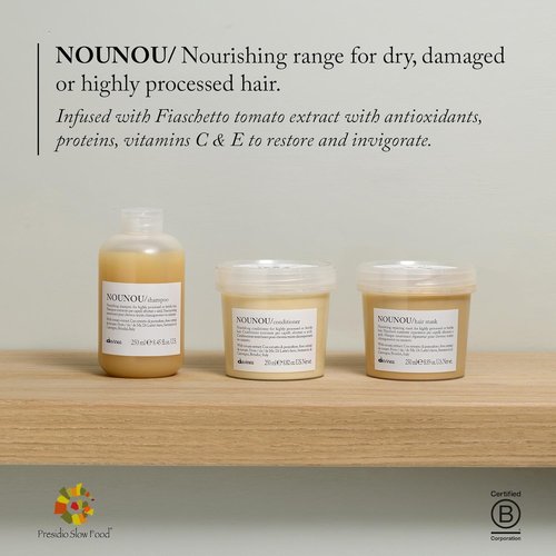 Davines NOUNOU Shampoo - Hydrating Deep Cleanser for Bleached & Damaged Hair | 8.45 Fl Oz