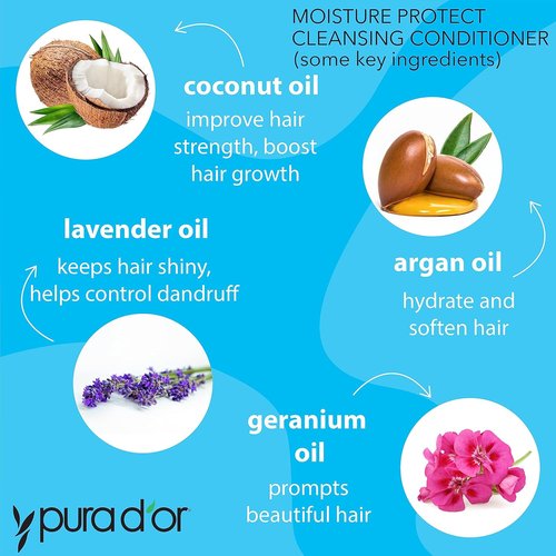 PURA D’OR Moisture Protect Cleansing Conditioner - Detangles & Restores Hair with Argan Oil | 16oz, Sulfate-Free, All Hair Types
