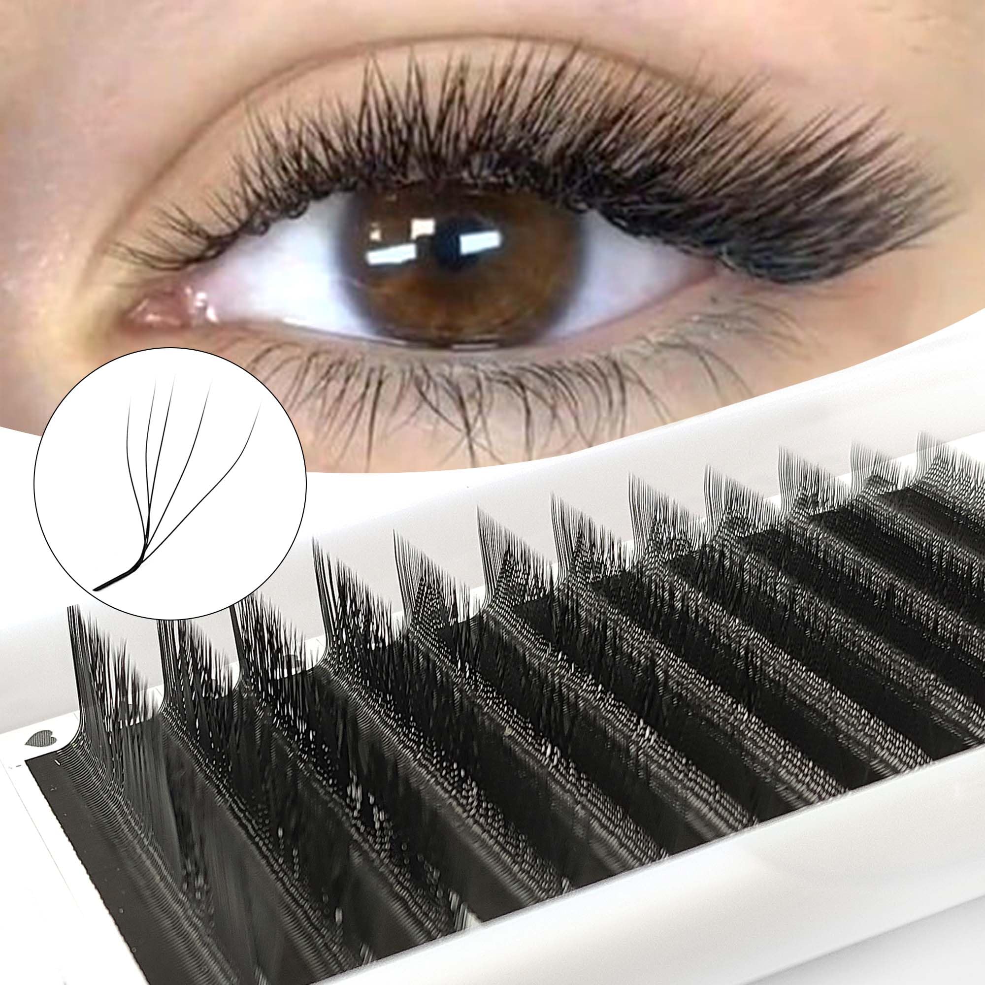 W Eyelash Extensions 0.07mm Thickness 5D Premade lash Fans LU/M Curl Lashes 8-15mm Mixed Tray Soft Fluffy Volume Lash Fans Natural Look Individual Eyelashes (5D-0.07-LU,8-15MM)