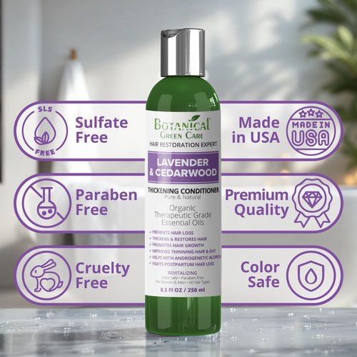Botanical Green Care 'Lavender & Cedarwood' CONDITIONER - Thickening, Hair Growth, Strengthening Conditioner for Thinning Hair. Color Safe
