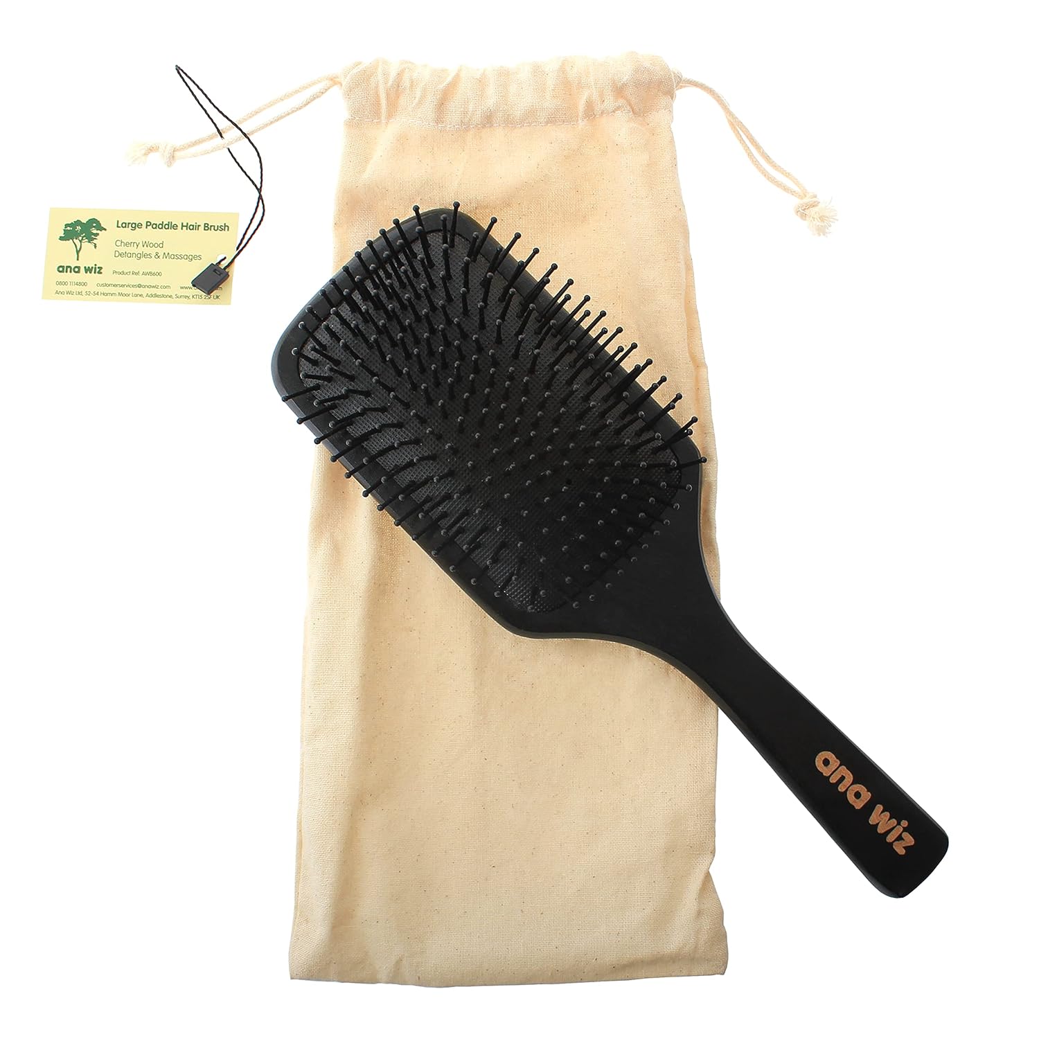 Wooden Paddle Hair Brush by [Brand Name] - Effortlessly Detangles for Sleek, Straight & Wavy Hair | Includes Reusable Brush Bag