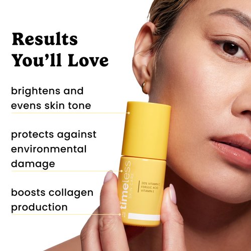 Timeless Skin Care Vitamin C Serum with Vitamin E & Ferulic Acid - Brightening Serum - for Oily & Dry Skin - Fragrance-Free - 1 oz