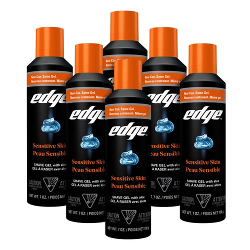 Edge Shaving Gel for Men, Sensitive Skin with Aloe, (6 Pack) - Shave Gel For Men That Moisturizes, Protects and Soothes To Help Reduce Skin Irritation