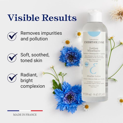 Embryolisse Micellar Lotion - Gentle Makeup Remover for Sensitive Skin | Chamomile & Witch Hazel, No-Rinse