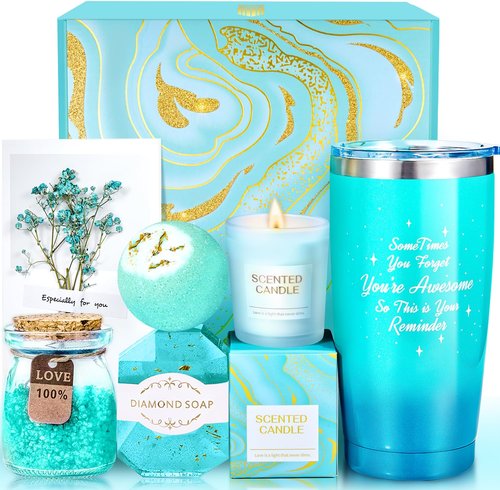Birthday Gifts for Women, Mom, Wife, Girlfriend, Sister - Valentines Day Gift for Her, Self Care Spa Gift Baskets for Women, Best Friends, Teacher, Employee Appreciation, Anniversary Gifts (Jasmine)