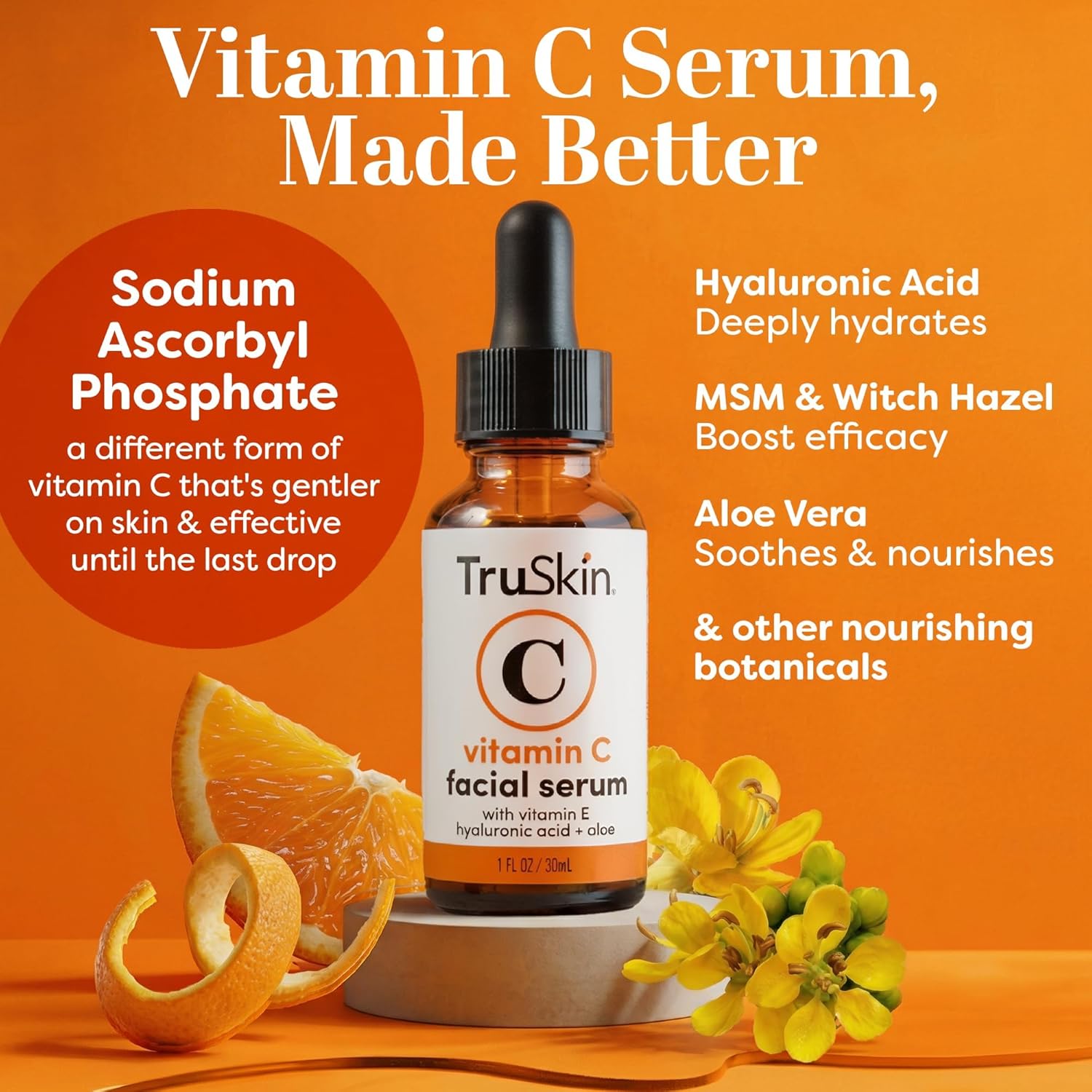 TruSkin Vitamin C Serum - Anti-Aging Face Serum with Hyaluronic Acid & Vitamin E | Brightens Dark Spots, 2 Fl Oz