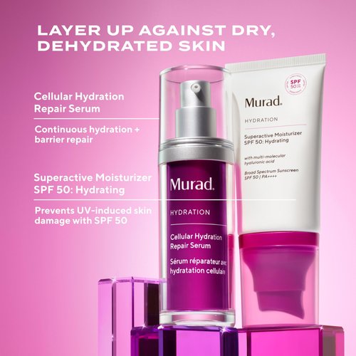 Murad Superactive Hydrating Moisturizer SPF 50 - Dewy Hydration Facial Suncreen Supercharged with Hyaluronic Acid For Plump and Bouncy Skin - 1.7FL Oz